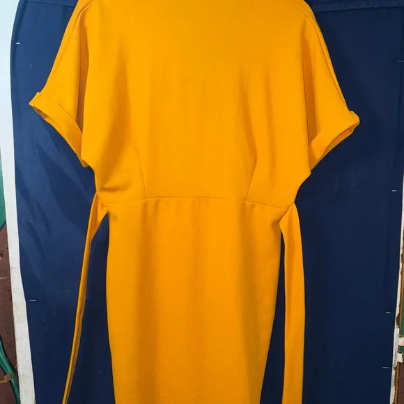 Boohoo Mustard Yellow Wrap Dress-us10 - Picture 6 of 11